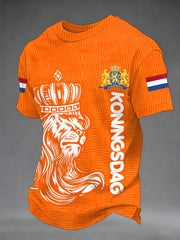 Casual T-shirt met Koningsdag-print voor heren