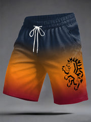 Heren Nederland Oranje Leeuw Print Cadeau Voor Voetbalfans Casual Shorts