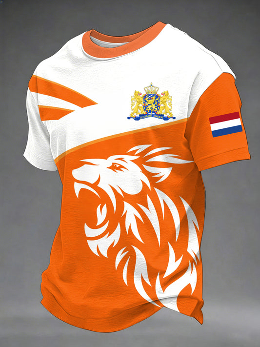 Heren Nederland Print Cadeau voor Voetbalfans Casual T-shirt