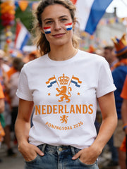 Dames Nederland Koningsdag print casual T-shirt