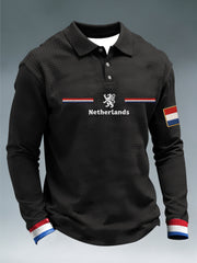 Heren Koningsdag-shirt met lange mouwen