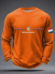 Heren Koningsdag Wafel T-shirt met lange mouwen