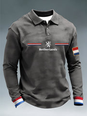 Heren Koningsdag-shirt met lange mouwen