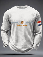 Heren Koningsdag Wafel T-shirt met lange mouwen