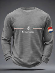 Heren Koningsdag Wafel T-shirt met lange mouwen