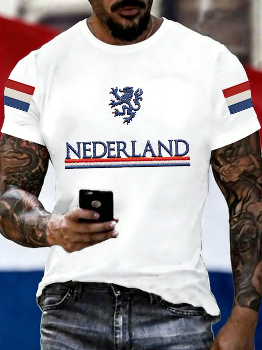 Heren Nederland Vlag Print Casual T-shirt