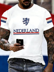 Heren Nederland Vlag Print Casual T-shirt