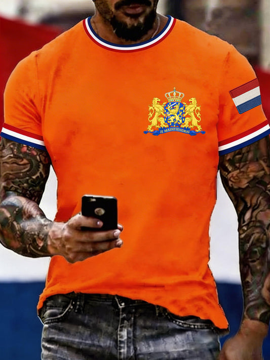 Heren Nederlandse vlag print casual T-shirt