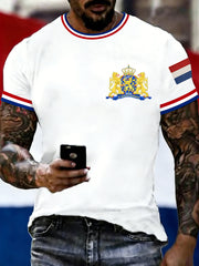 Heren Nederlandse vlag print casual T-shirt