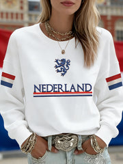 Dames Nederlandse vlagprint casual sweater