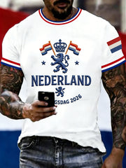 Heren Nederlandse vlag print Koningsdag casual T-shirt
