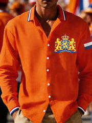 Heren Nederland Vlag Print Casual overhemd met lange mouwen