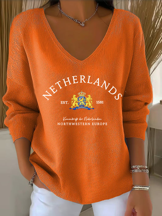 Dames Koningsdag V-hals ribtop
