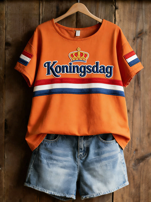 Dames Koningsdag-print casual shirt