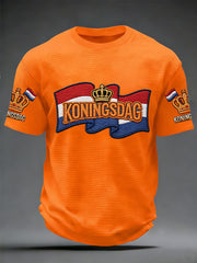 Heren koningsdag print casual wafel voor heren