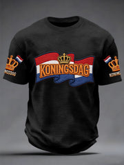 Heren koningsdag print casual wafel voor heren