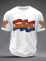 Heren koningsdag print casual wafel voor heren