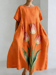 Zakjurken met bloemenprint en korte mouwen voor dames