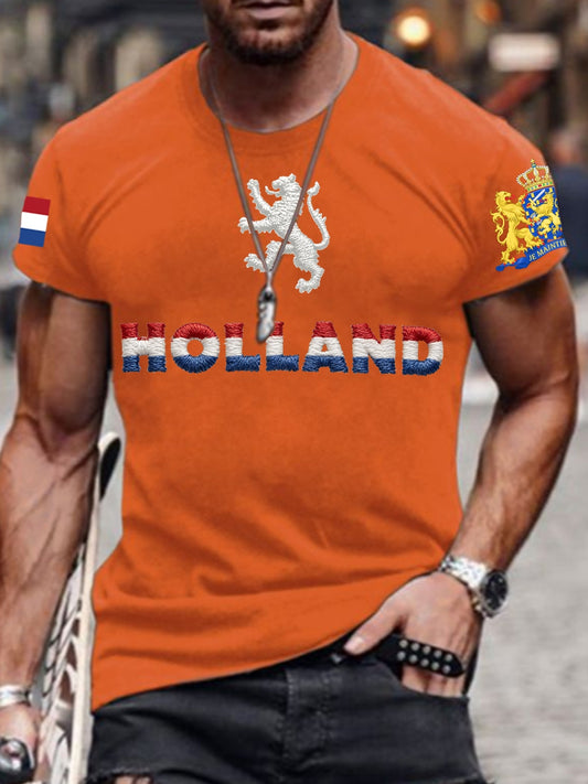 Koningsdag katoenen T-shirt met korte mouwen voor heren