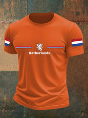 Heren T-shirt voor Koningsdag van katoen met korte mouwen