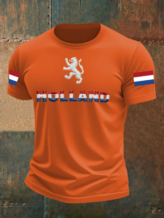Koningsdag katoenen T-shirt met korte mouwen voor heren