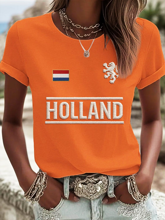 Dames T-shirt met korte mouwen voor Koningsdag