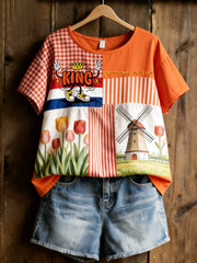 Women's Koningsdag linen short-sleeved T-shirt