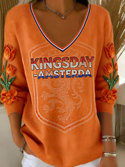 Women's Koningsdag V-Neck Ribbed Top