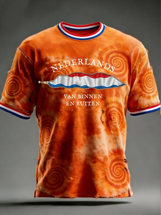 Heren Nederlandse Koningsdag t-shirt met korte mouwen