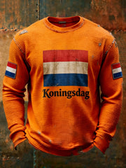 Heren Koningsdag Wafel T-shirt met lange mouwen