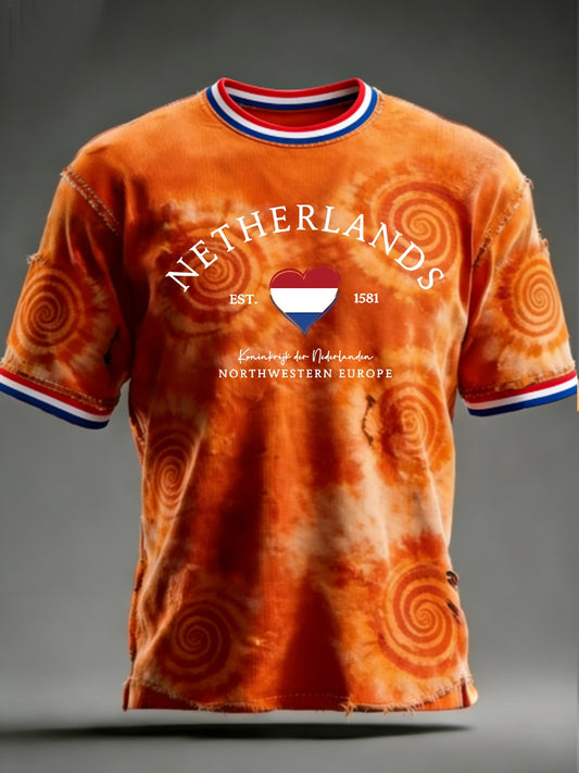 Heren Nederlandse Koningsdag t-shirt met korte mouwen