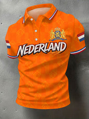 Heren Nederlandse vlag print casual polo