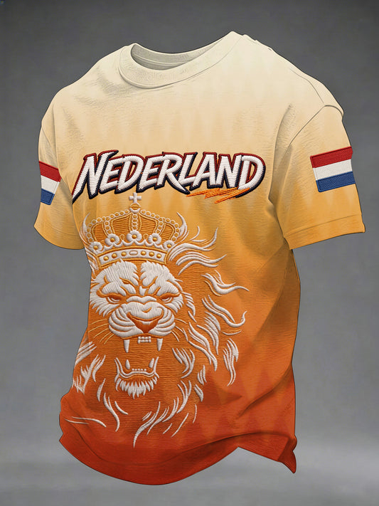 Heren Nederlandse vlag print casual T-shirt