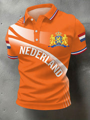 Heren Nederlandse vlag print casual polo