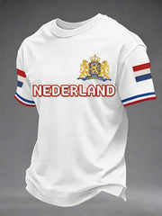 Heren Nederlandse vlag print casual T-shirt