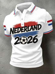 Heren Nederland Voetbal 2026 Print Casual Polo