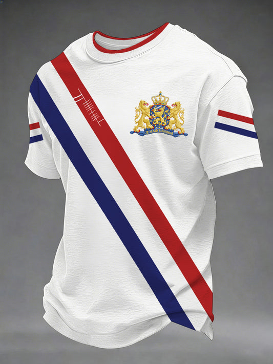 Heren Nederlandse vlag print casual T-shirt
