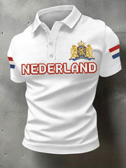 Heren Nederlandse vlag print casual polo