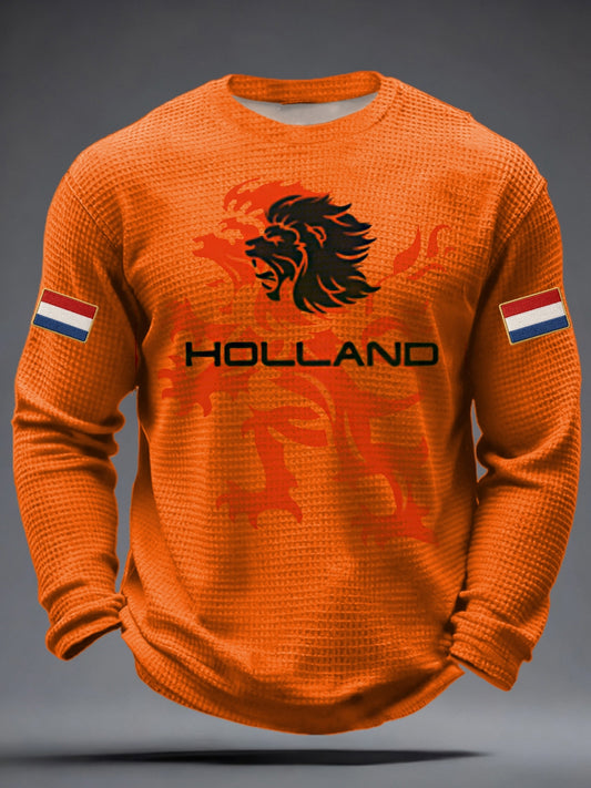 Heren Koningsdag Wafel T-shirt met lange mouwen