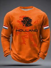 Heren Koningsdag Wafel T-shirt met lange mouwen