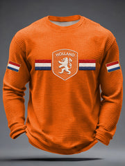 Heren Koningsdag Wafel T-shirt met lange mouwen