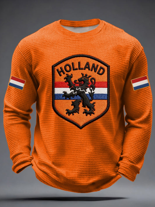 Heren Koningsdag Wafel T-shirt met lange mouwen