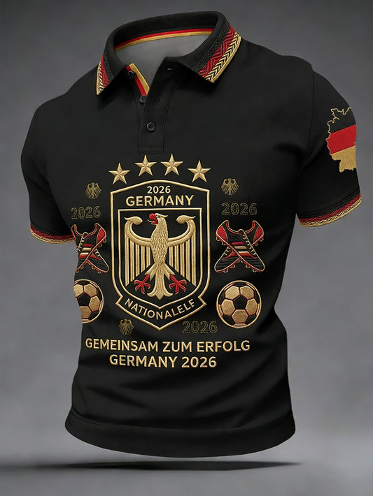 Herren-Deutschland-Fußballfan-Shirt mit kurzen Ärmeln