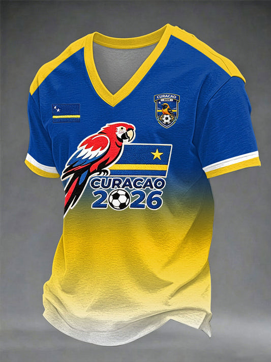 Men's Curaçao Football Print Casual T-Shirt