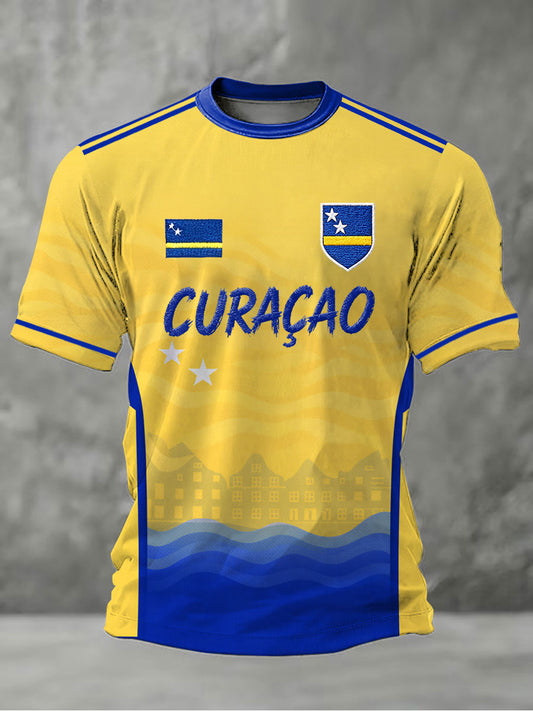 Men's Curaçao Football Print Casual T-Shirt