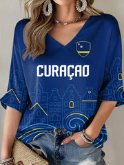 Women's Curaçao Football Print Casual T-Shirt