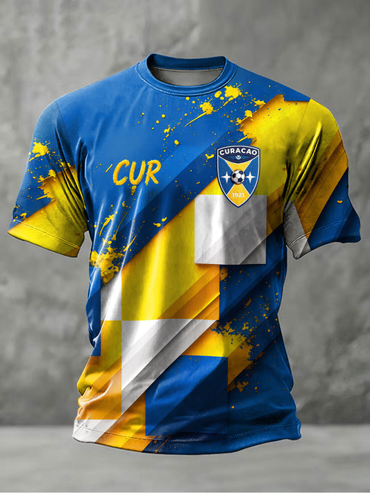 Men's Curaçao Football Print Casual T-Shirt