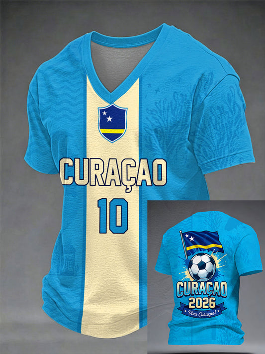 Men's Curaçao Football Print Casual T-Shirt